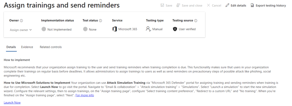 Details op Operational Improvement actions for NIS2 assessment in Microsoft Compliance Manager